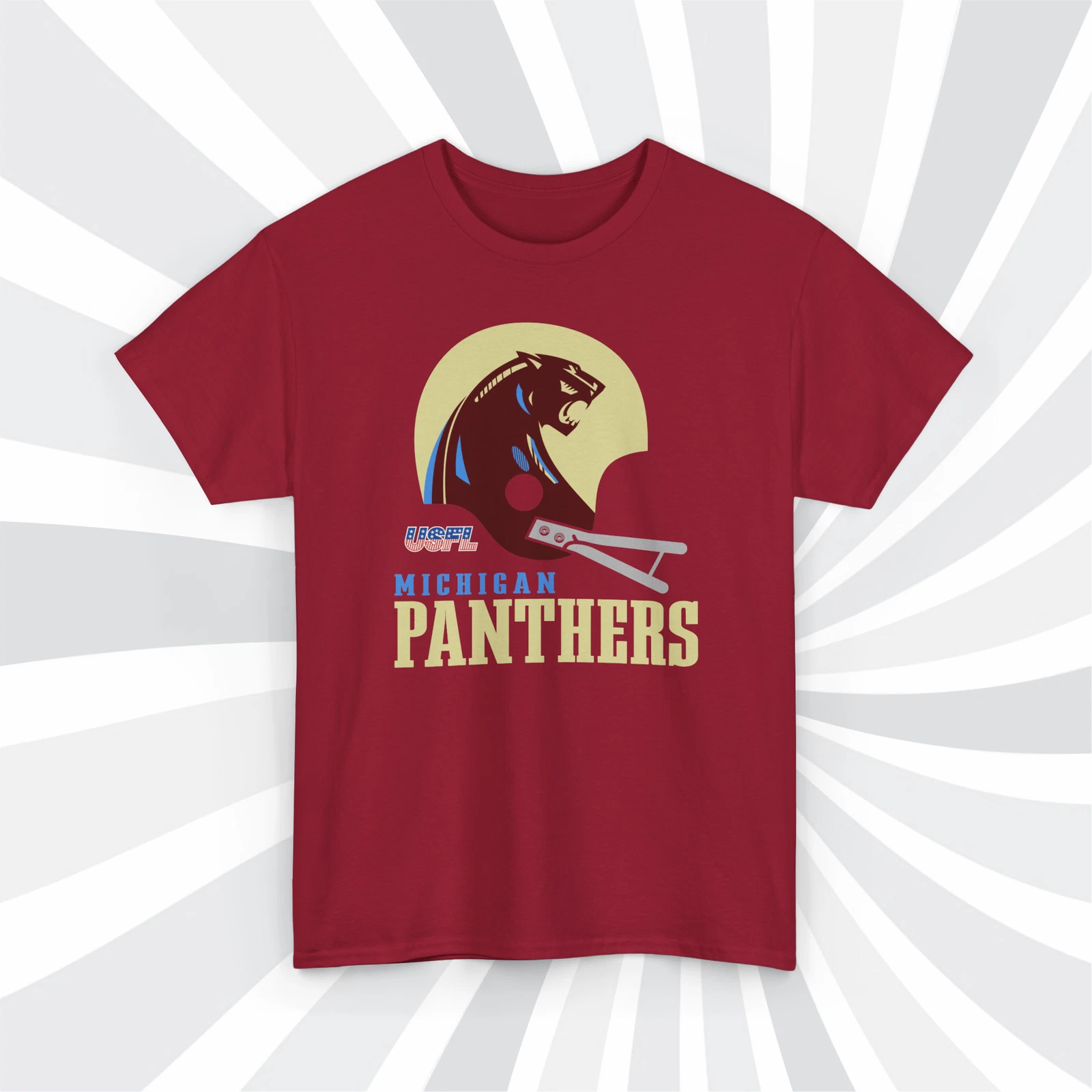 Michigan Panthers 1983 USFL Vintage Football Cardinal T-Shirt