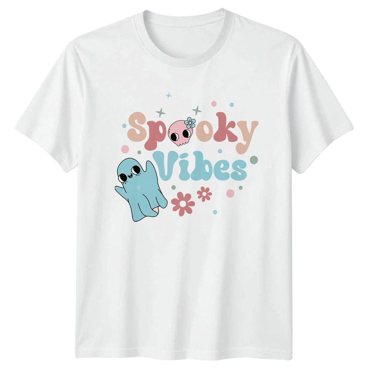 Spooky Vibes Womens T-Shirt Cute Halloween Gift For Her