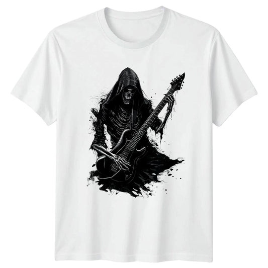 Grim Reaper Electric Guitar Rocker T-Shirt Heavy Metal Music Birthday Gift