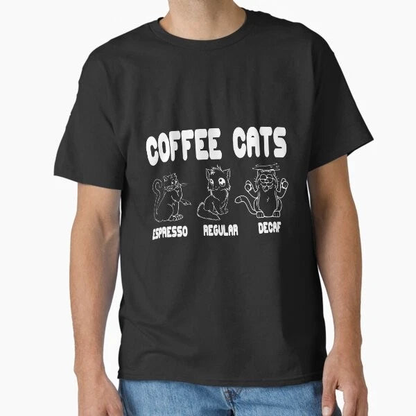 Coffee Cats Espresso Regular Decaf Classic T- T-Shirt Made in US/AUS Size S-2XL