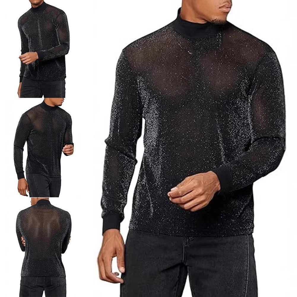 Stylish Slim Fit Long Sleeve Top for Men Perfect for Spring and Autumn Parties