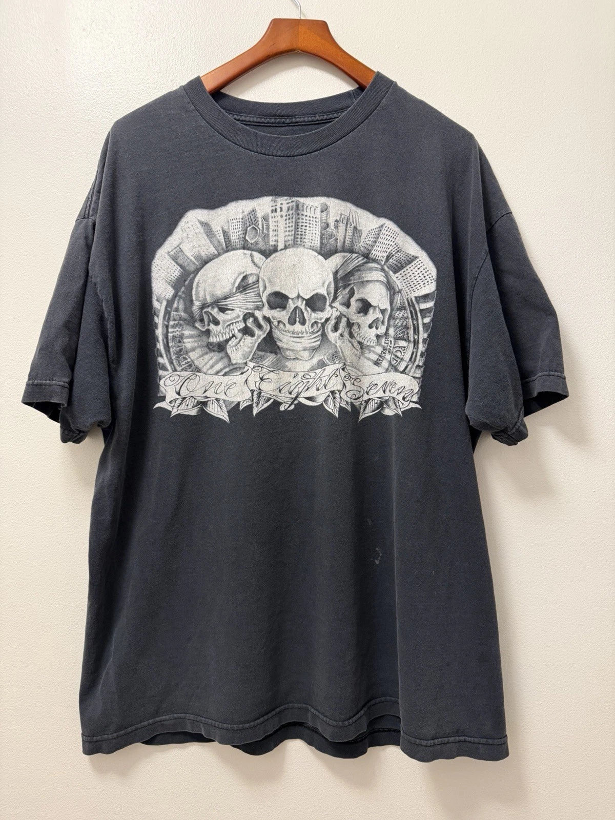 187 Inc SPEAK NO EVIL Skulls Black T Shirt Men’s 2XL Tee One Eight Seven Y2K