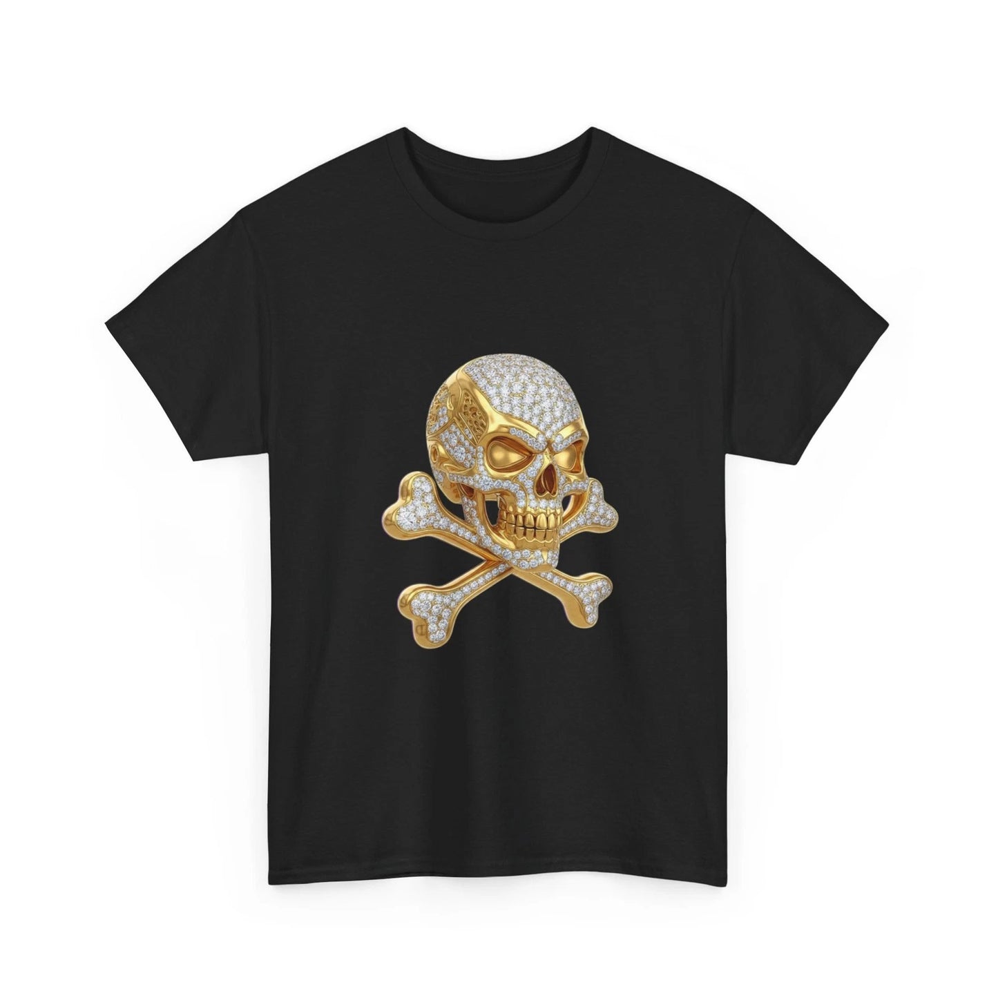 Gold Skull and Crossbones T-Shirt | Luxury Rhinestone Skull Shirt Cool Gift Idea