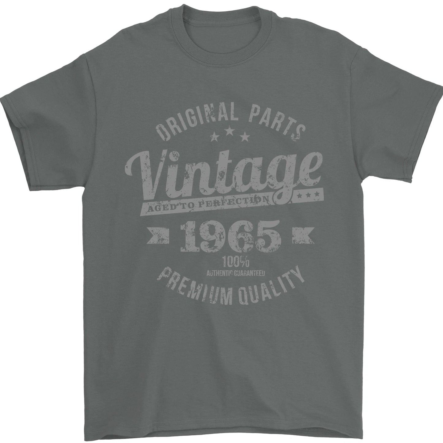 Vintage Year 61st Birthday 1965 Mens T-Shirt 100% Cotton Charcoal