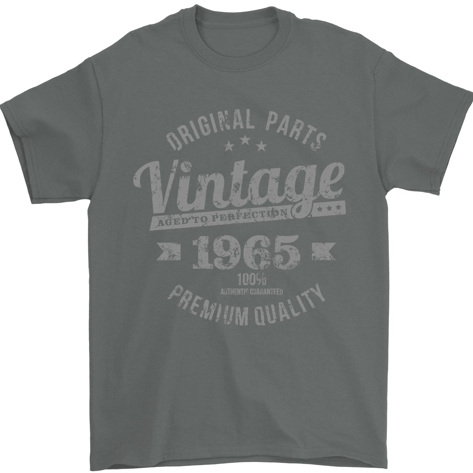 Vintage Year 61st Birthday 1965 Mens T-Shirt 100% Cotton Charcoal