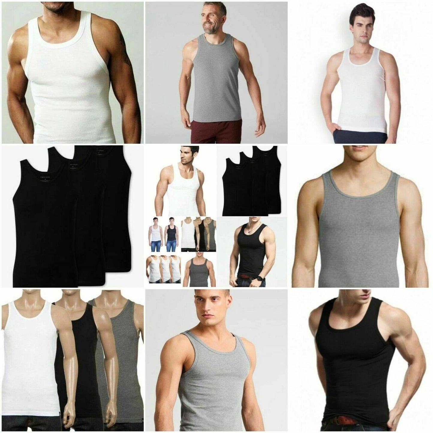 3x MENS VESTS 100% Cotton TANK TOP SUMMER TRAINING GYM TOPS PACK PLAIN