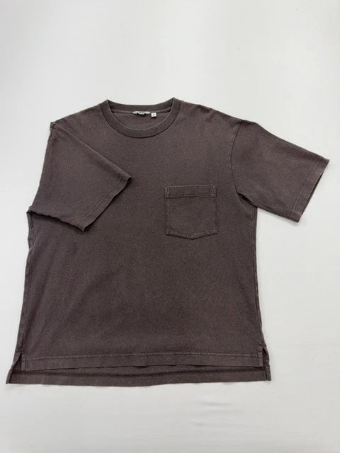 Uniqlo Boys Gray Pocket T-Shirt Size M Regular Cotton Jersey Crew Neck