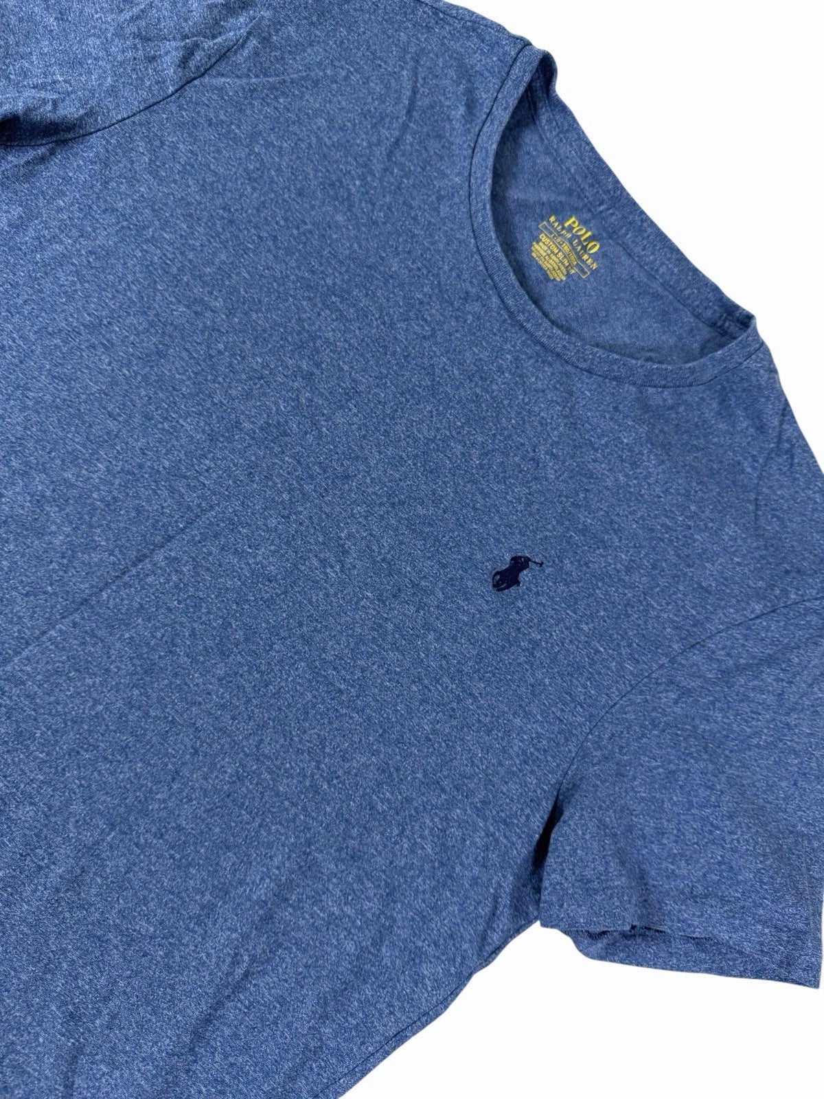 Polo Ralph Lauren Custom Slim Fit T Shirt Mens Large Blue Heather Pony Logo Tee