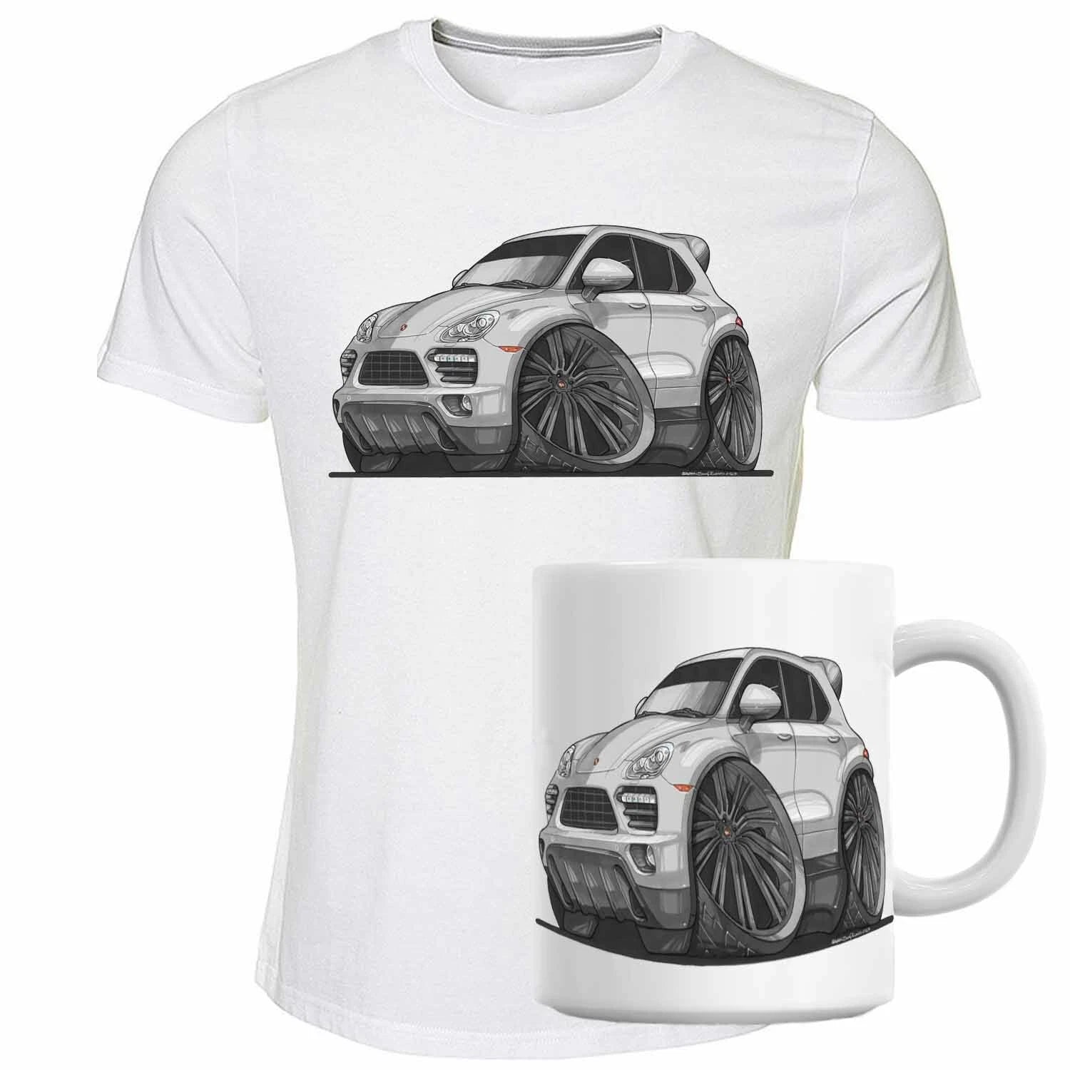 Koolart Porsche Cayenne Turbo T-Shirt And Mug Cartoon Style Gift Set