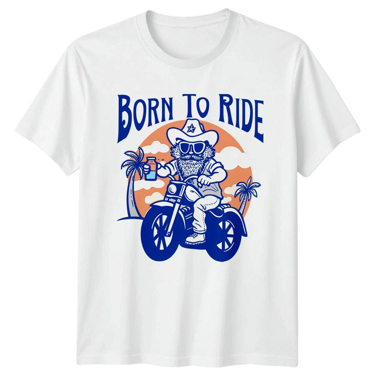 Born To Ride Mens T-Shirt Cruiser Biker Cowboy Fathers Day Gift For Him