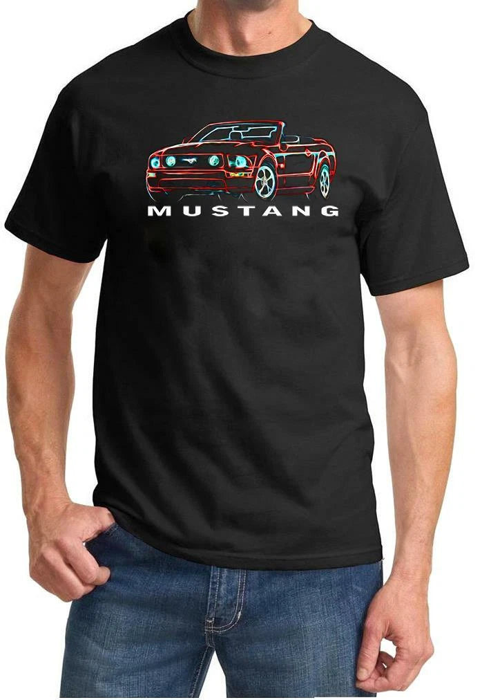 2005-09 Ford Mustang Convertible Classic Neon Design Tshirt NEW