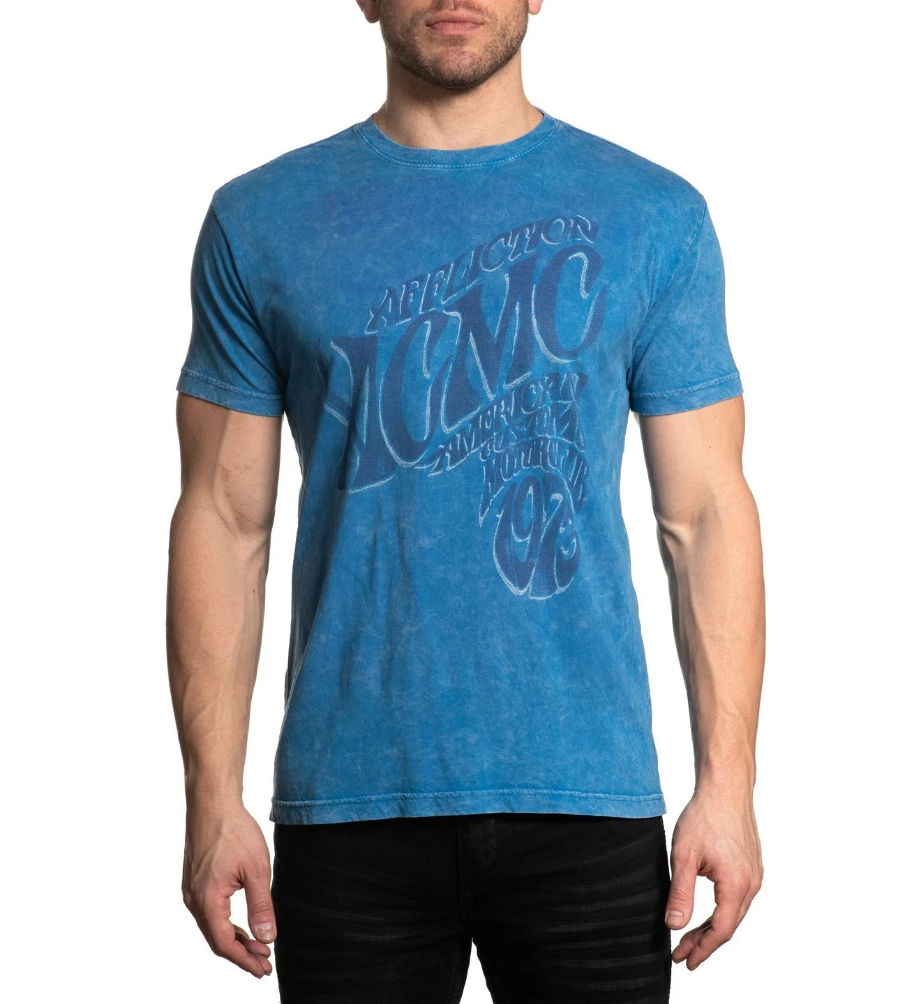 AFFLICTION FILLMORE Men's T-shirt Blue Biker MMA