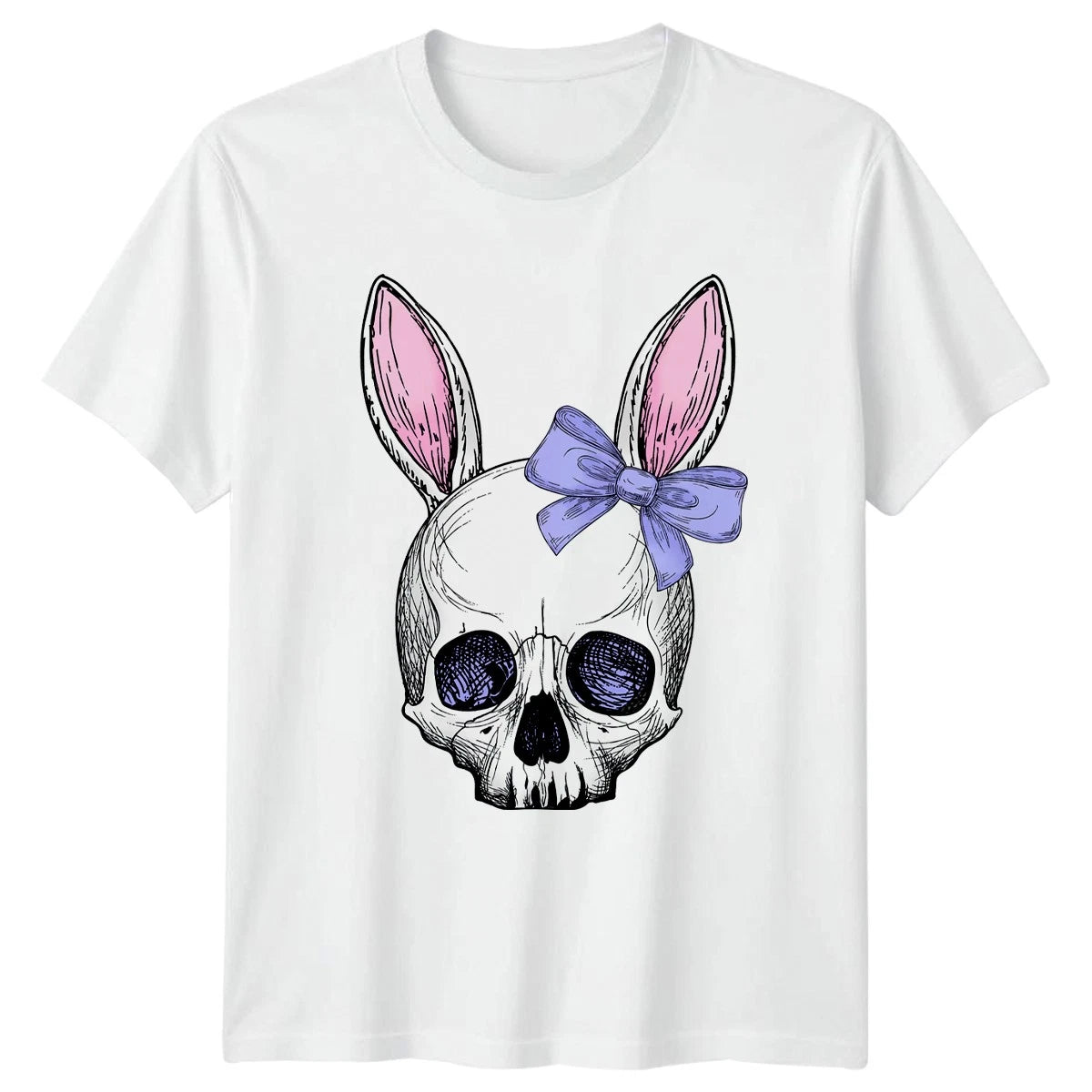Spooky Cute Easter Bunny Skull Womens T-Shirt Pastel Goth Easter Easter Gift