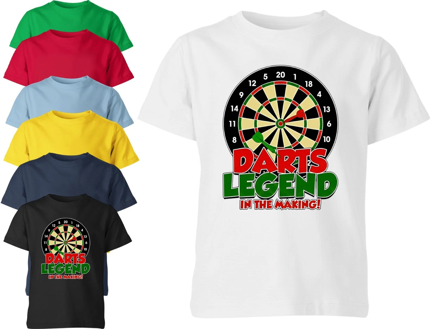 Darts Legend Unisex Kids T-Shirt - Fun Dartboard Design, Perfect Gift Tee