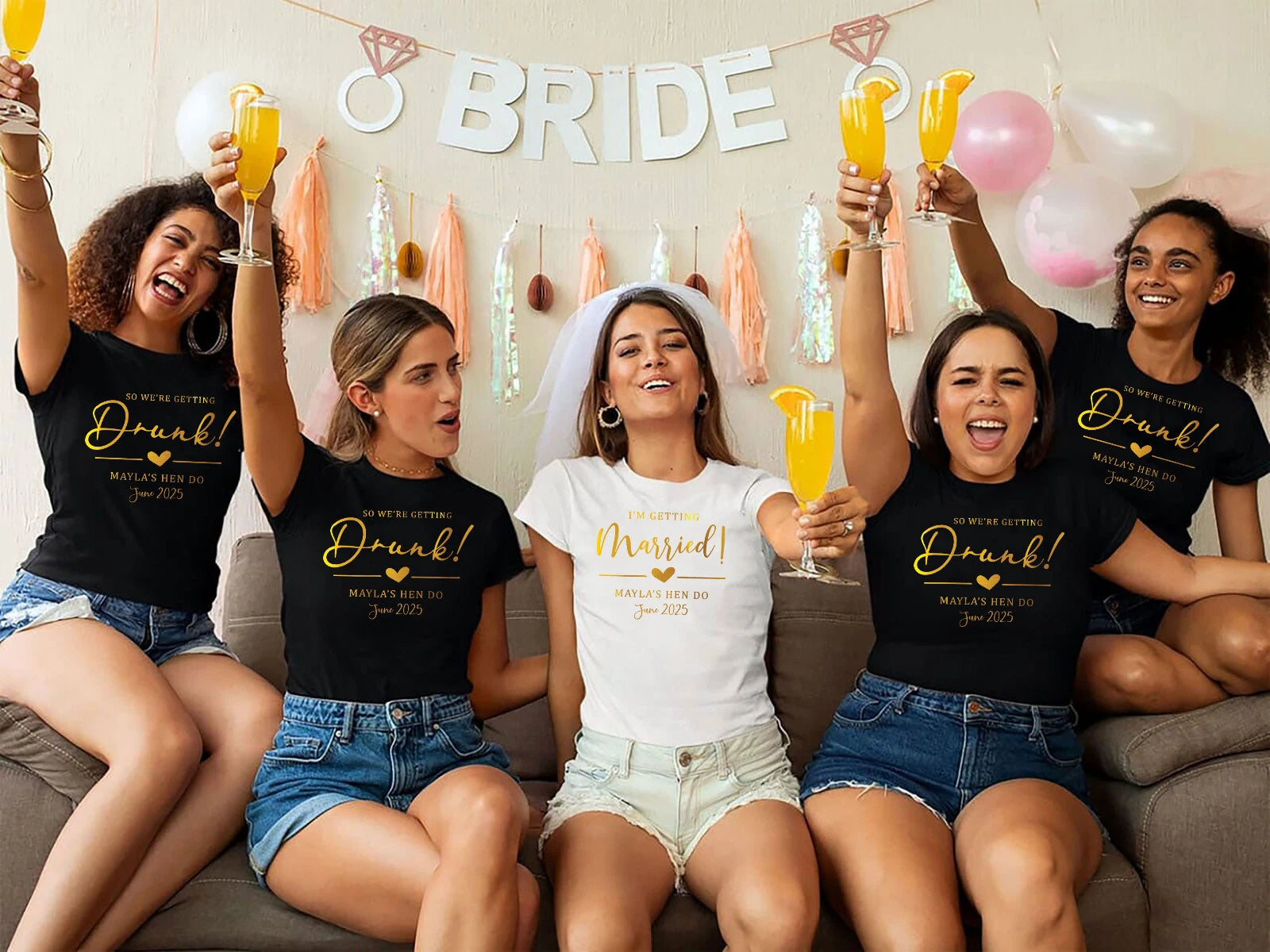Personalised Hen Party T Shirts, Team Bride Hen Do T Shirt, Getting Drunk team