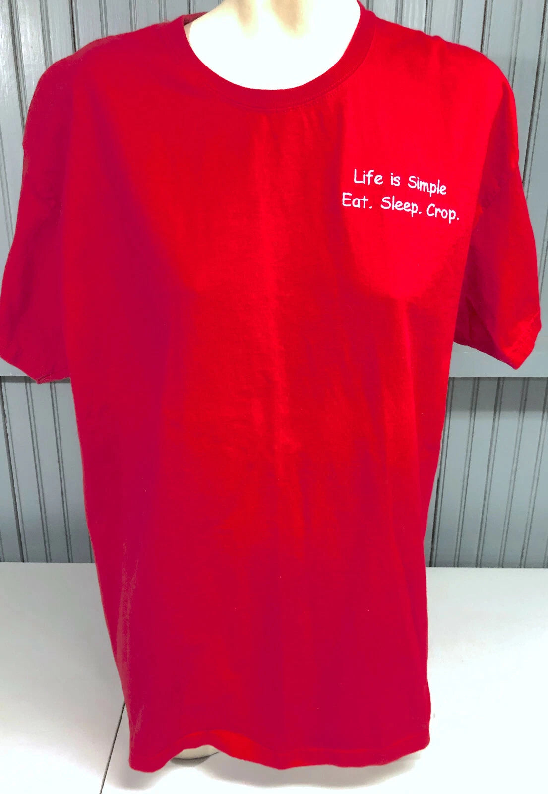 Life Is Simple Eat Sleep Crop Embroidered XL T-Shirt