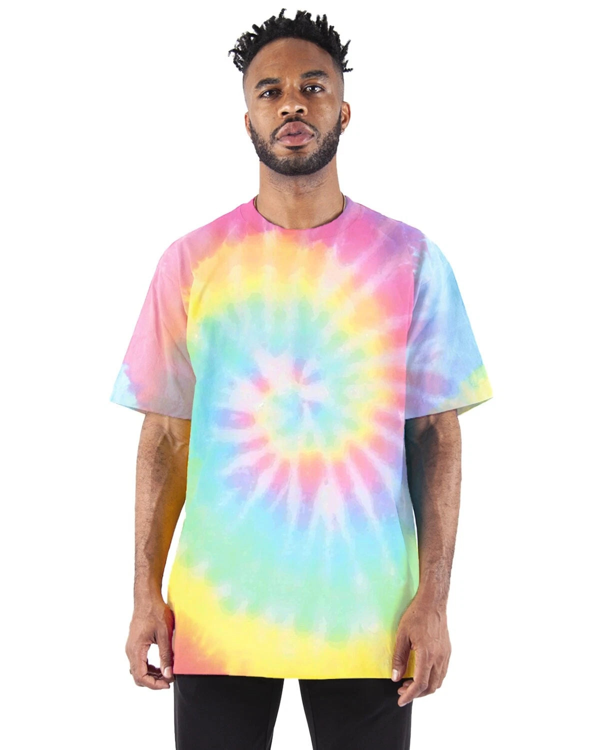 Shaka Wear Heavyweight Tie Dye T-Shirt - Relaxed Fit - SHERBET RAINBOW - Small