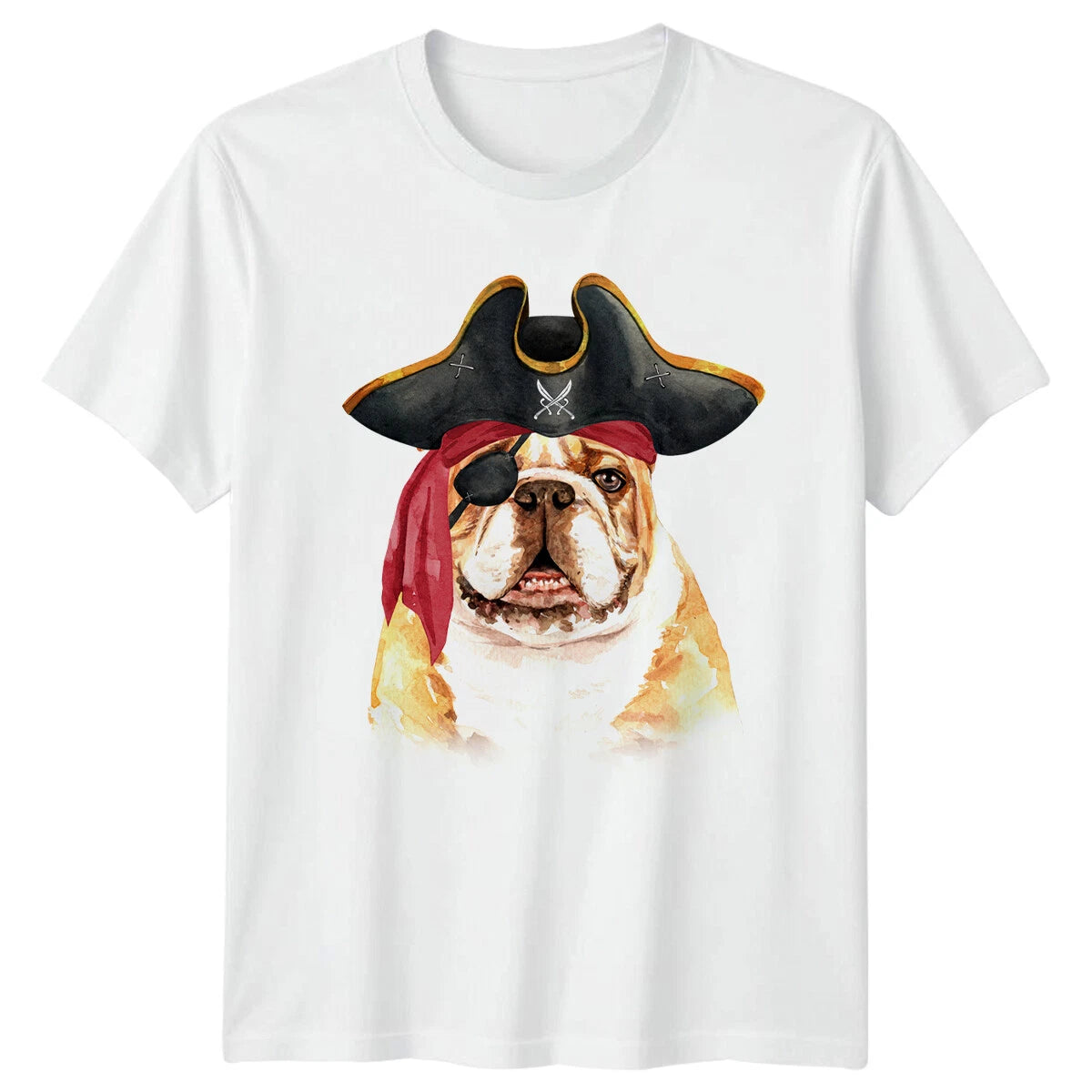 Pirate Bulldog Pet Dog Mens T-Shirt Cute Novelty Tee