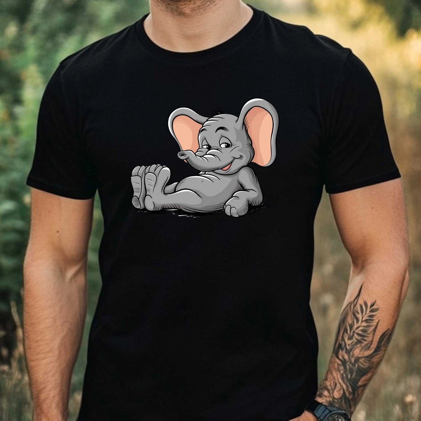 Mens Funny Elephant Print Cotton T-Shirt Size XS to 5XL