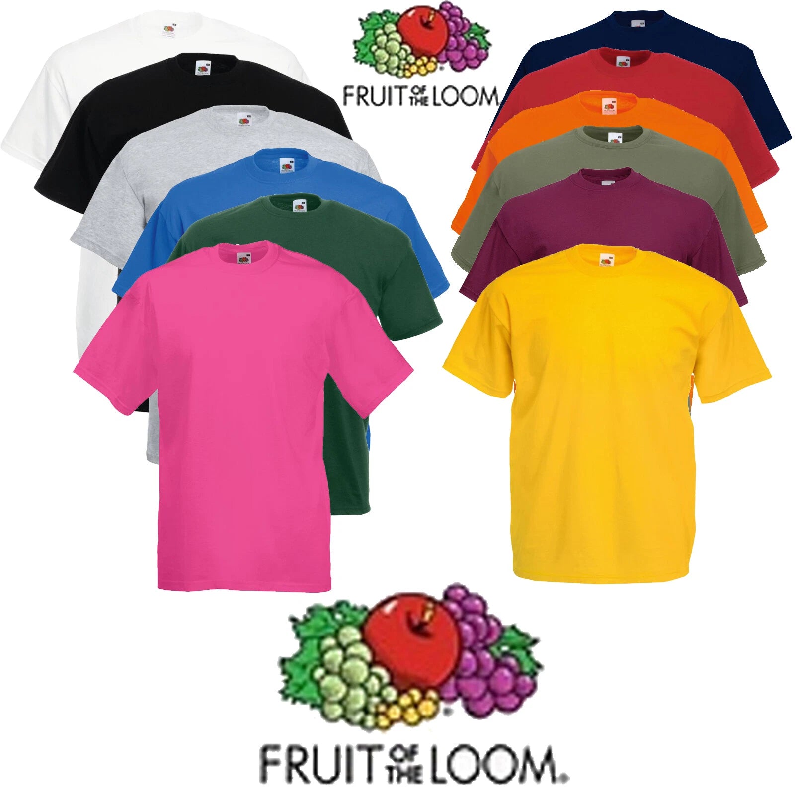 Mens T Shirt Fruit Of The Loom 100% Cotton Plain  T shirt Tee Shirts