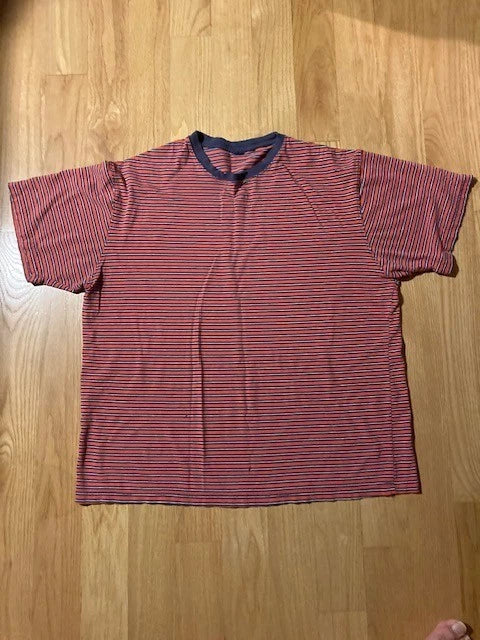 True Vintage 90s OLD NAVY Distressed Striped T-Shirt GrungeFaded LIVED IN Mens L