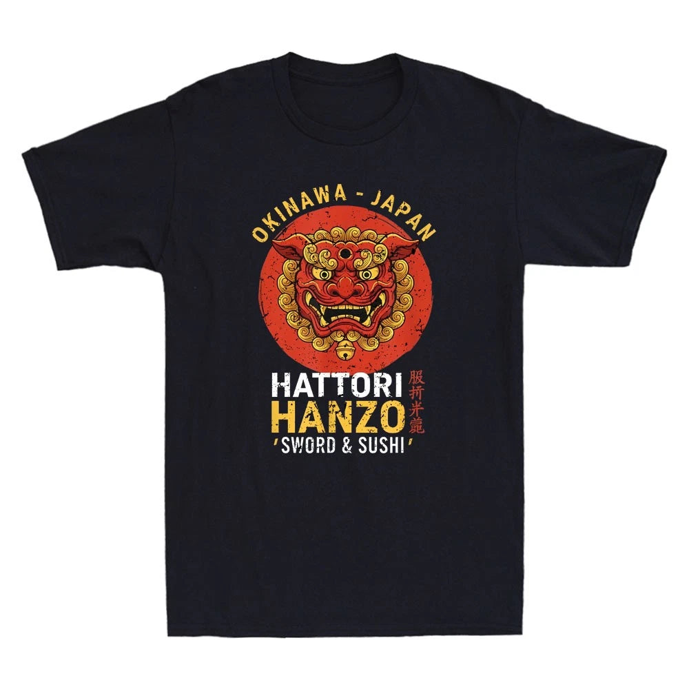 Hattori Hanzo Sword & Sushi Okinawa Japan Anime Comic Vintage Men's T-Shirt Tee