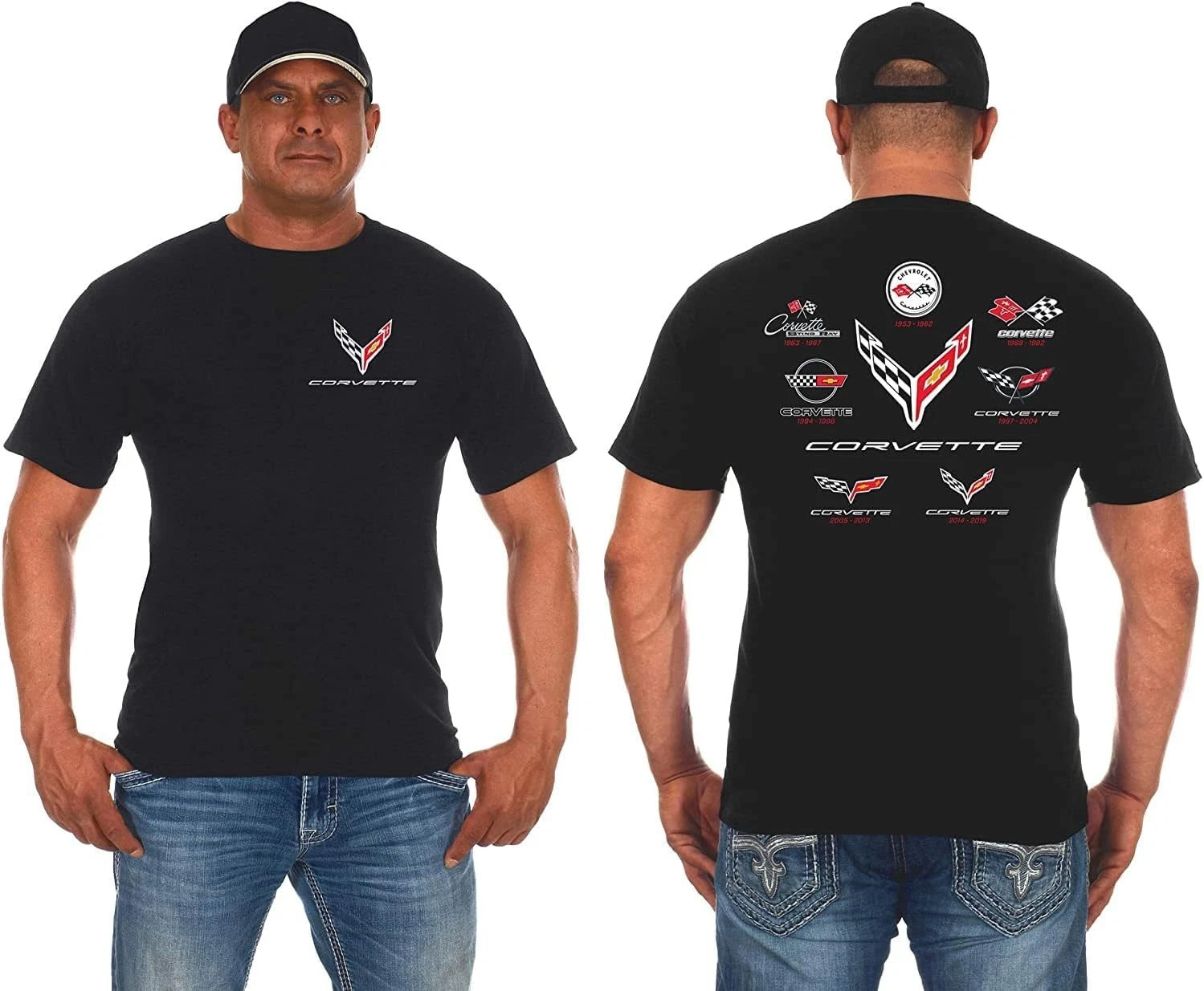 JH Design Mens Corvette T-Shirt C8 C7 C6 C5 C4 C3 C2 C1 Collage Shirt
