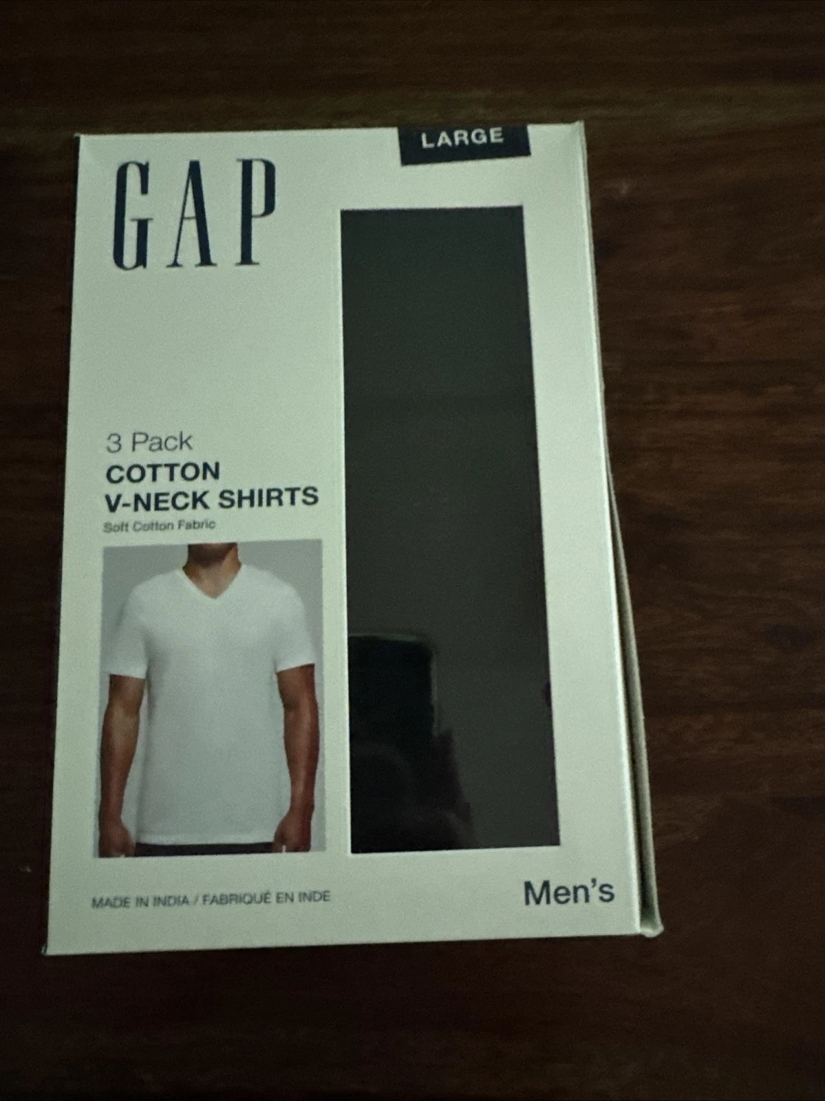 Gap Men’s 3-Pack Regular-Fit Cotton V-Neck Undershirt T-Shirts TAGLESS Black L