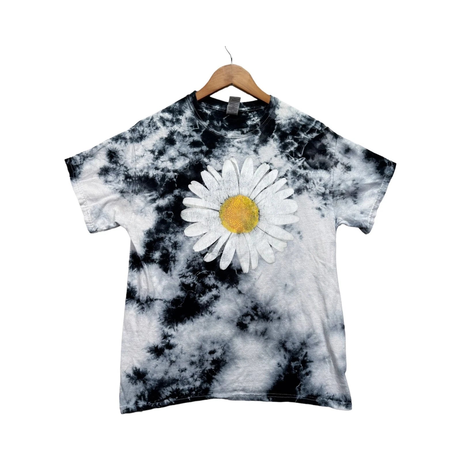 Daisy Flower Black White Hippy Festival Summer Tee Tie Dye T-Shirt Men's sz M