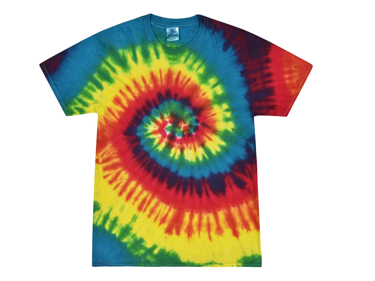 Reactive Rainbow Tie Dye T-Shirts Kids & Adult 100% Pre-Shrunk Cotton Colortone