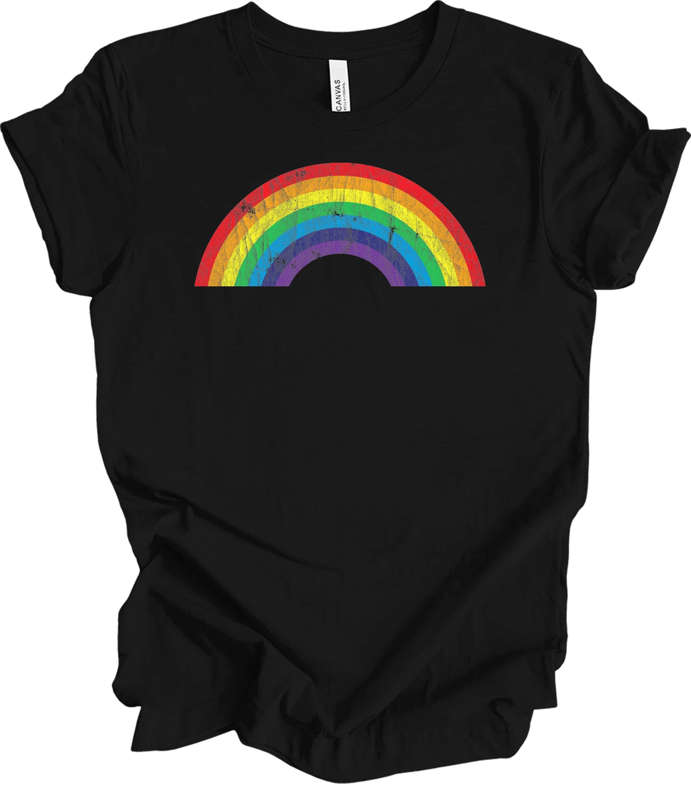 Distressed Rainbow Pride Shirt Vintage Retro LGBTQ Gay Pride Flag Graphic Tee