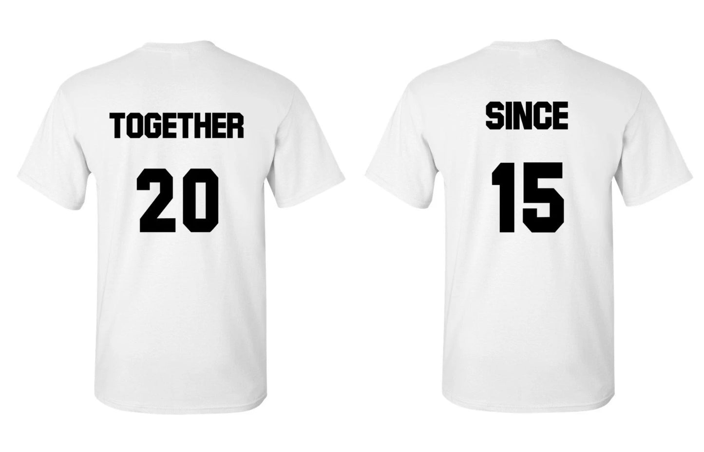 Custom Couple Shirts Set Personalized Anniversary Matching Year Unisex Tees
