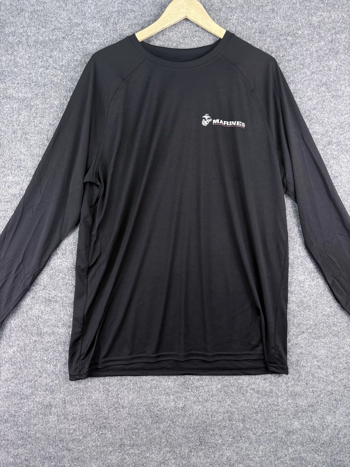 USMC Marines Long Sleeve T-Shirt Men's XL Black Moisture Wicking EGA Semper Fi