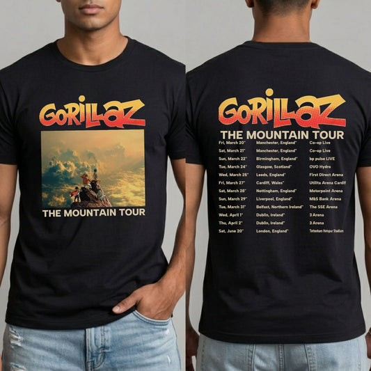 Gorillaz The Mountain Tour 2026 T-Shirt UK Tour Dates Britpop Music Fan Gift Top