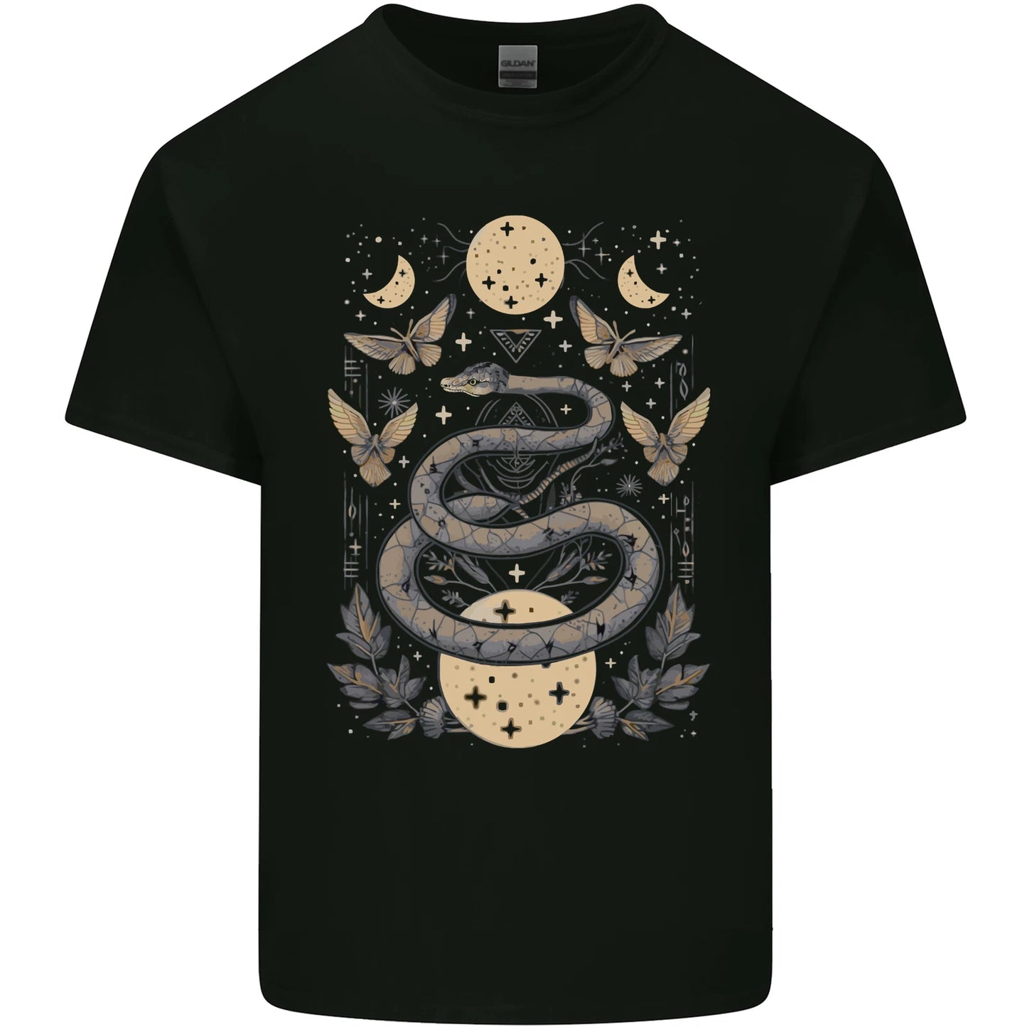 Celestial Snakes & Butterfies Pagan Earth Moon Mens Light Cotton T-Shirt