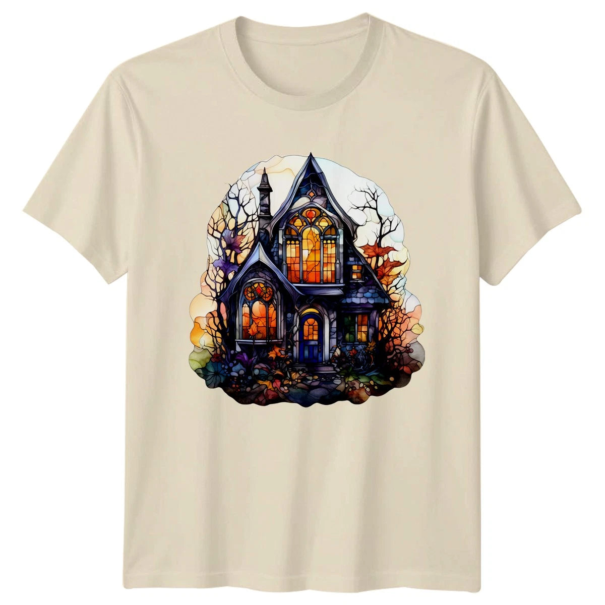 Haunted House Stained Glass T-Shirt Halloween Gift For Him And Her