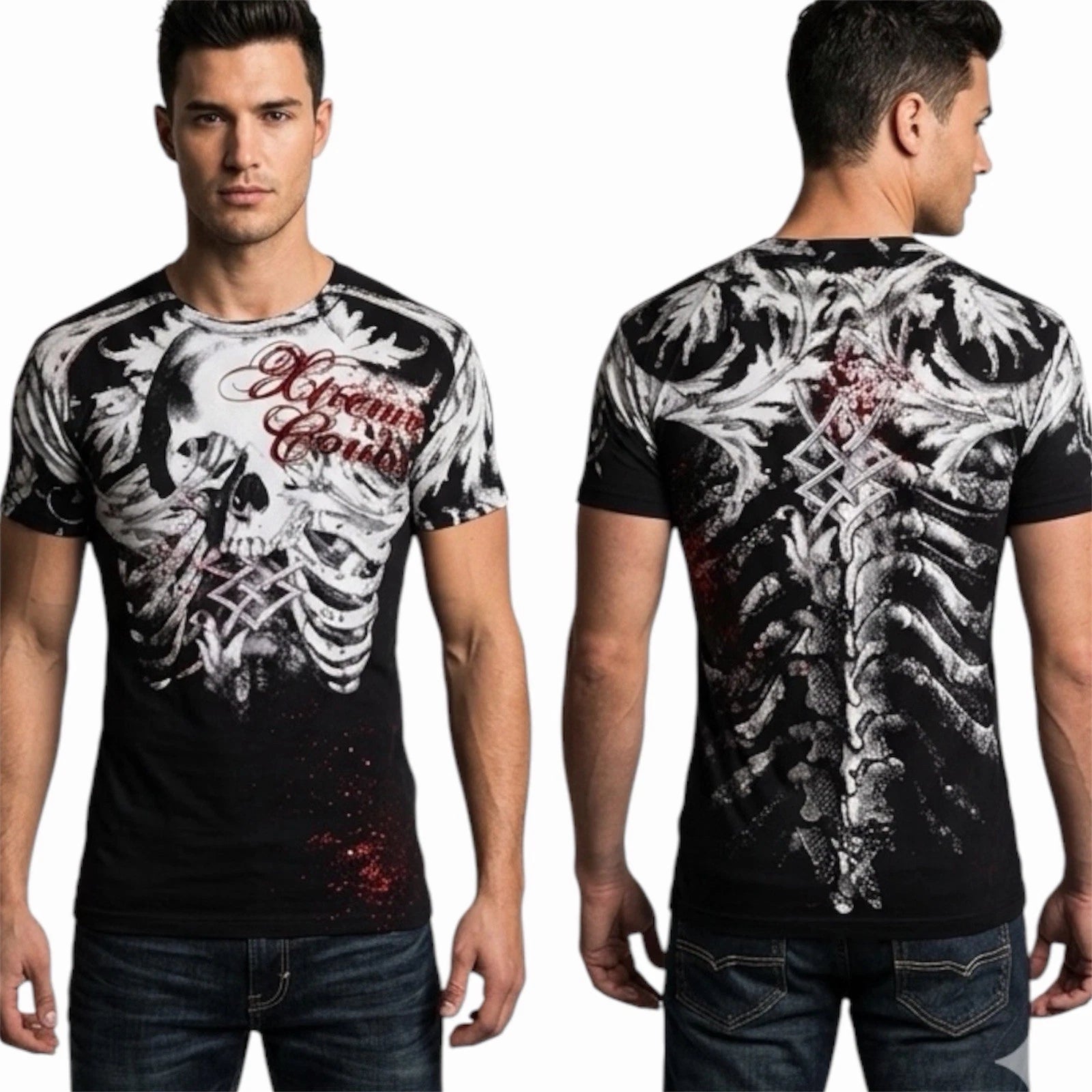 XTREME COUTURE by AFFLICTION Black PERSIMMON Short Sleeve Slim Fit T-shirt NWT