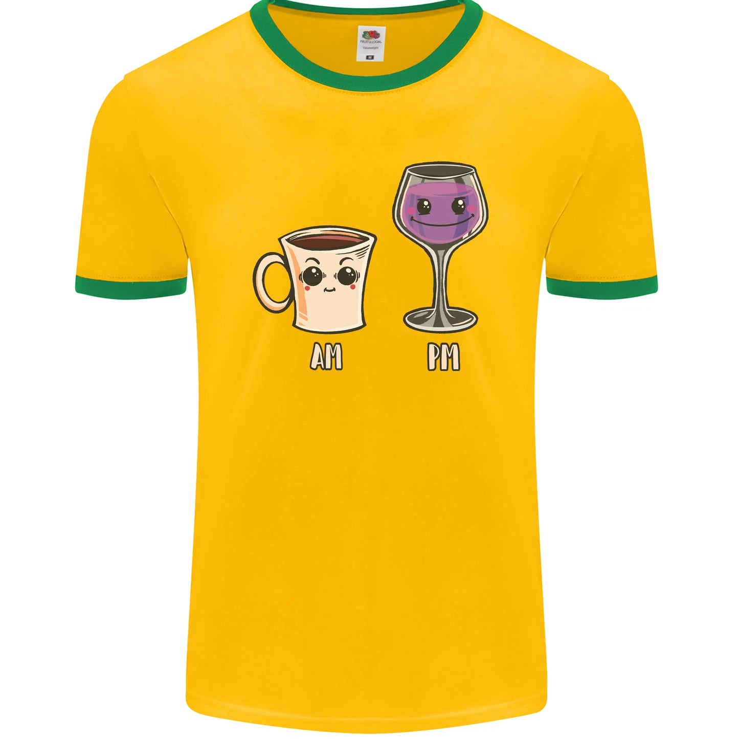 Coffee am Wine pm Funny Alcohol Prosecco Mens Ringer T-Shirt