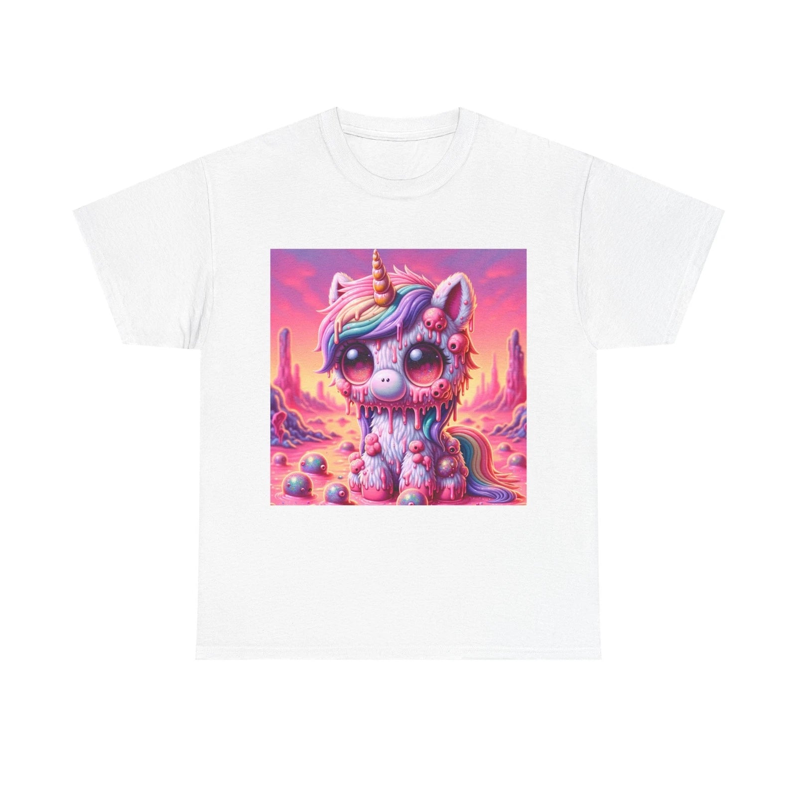 Unisex Adult T Shirt Kawaii Biohorror Slime Unicorns