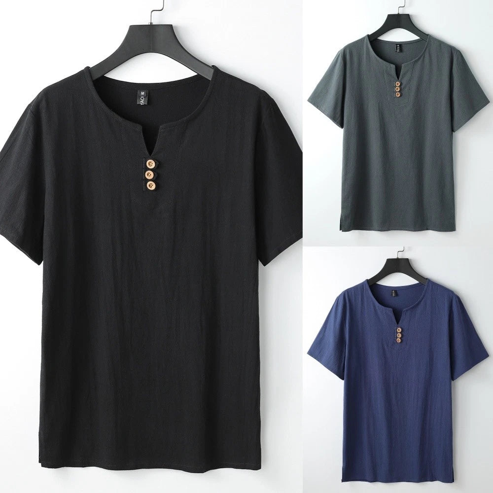 Men Formal Dress Short Sleeve Man Linen Suit Shirts Man Summer Wear Oversized