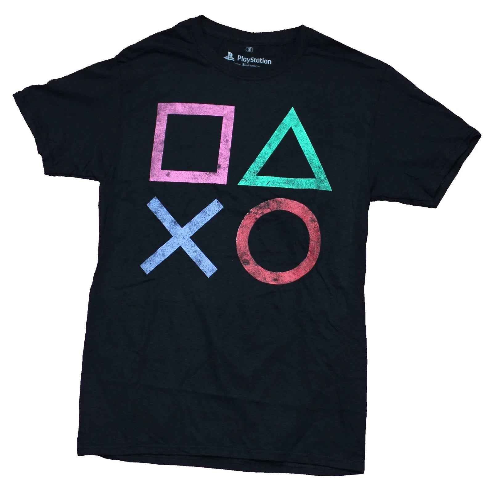 PlayStation Adult New T-Shirt - Distressed Classic  Buttons Pic s