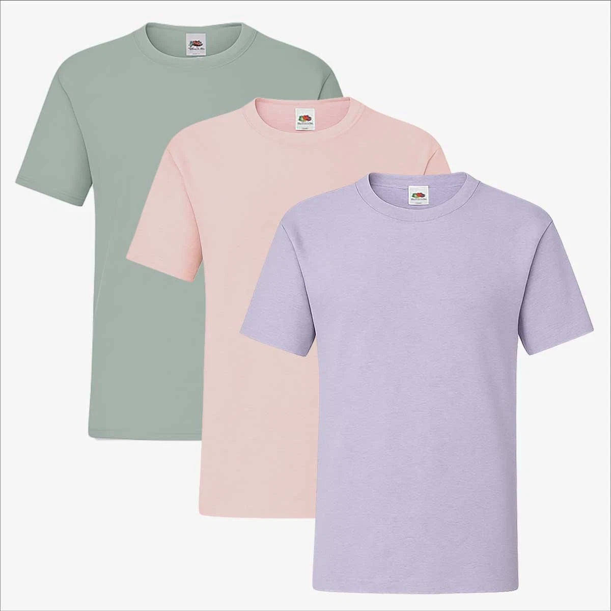 Mens 3 Pack T-shirt Fruit of the Loom | Pastel Soft Tones & Essential Plain