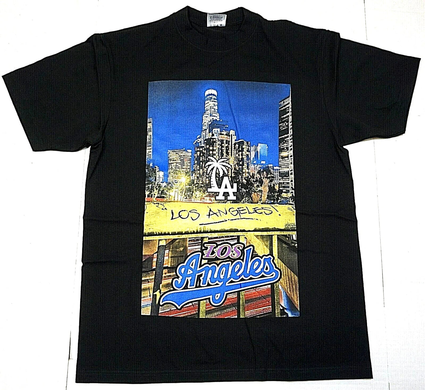 Los Angeles City T-shirt LA Sports Urban Streetwear Men's Black New