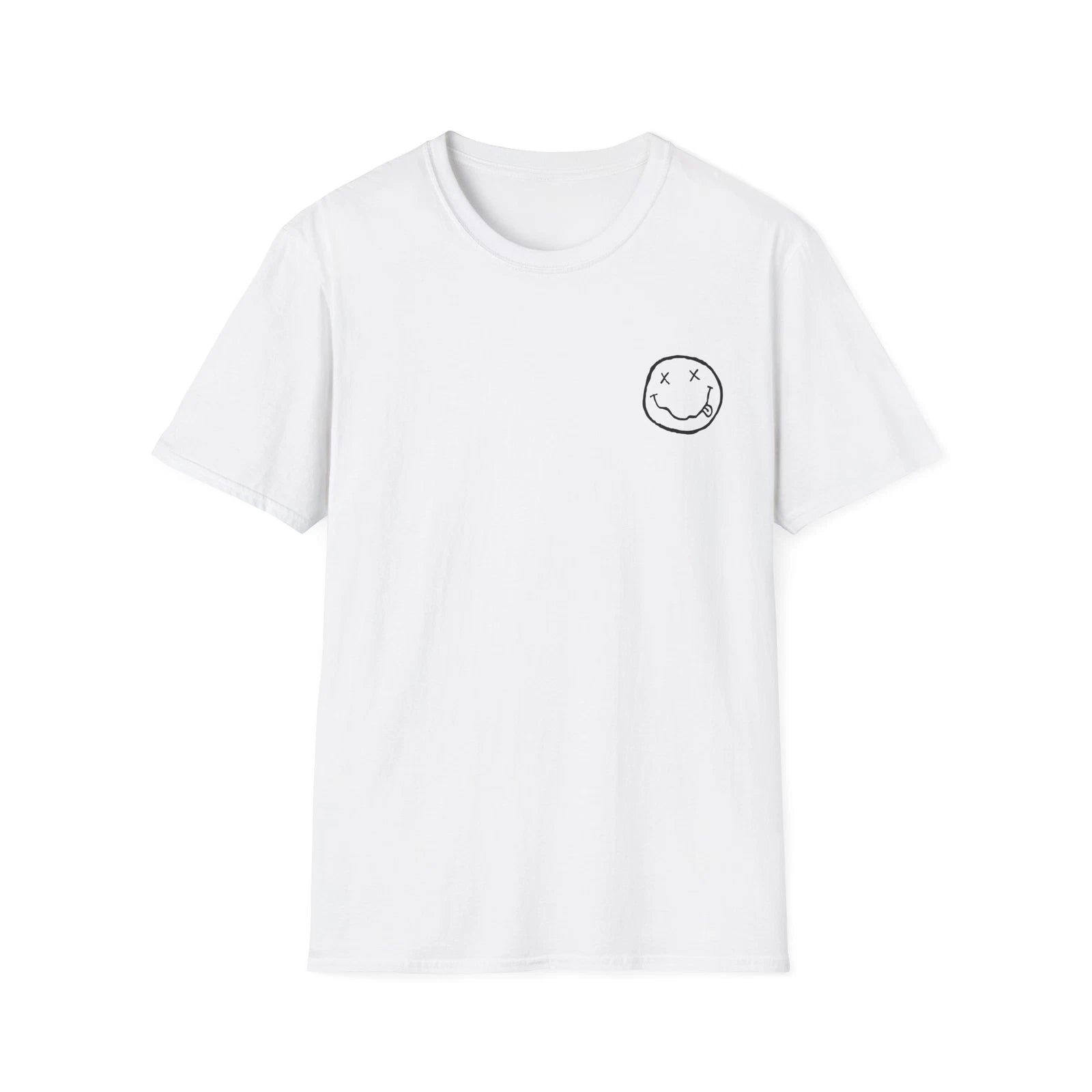 Happy Face T-Shirt White Funny Quotes Abstract Design Trendy Lifestyle Fashion