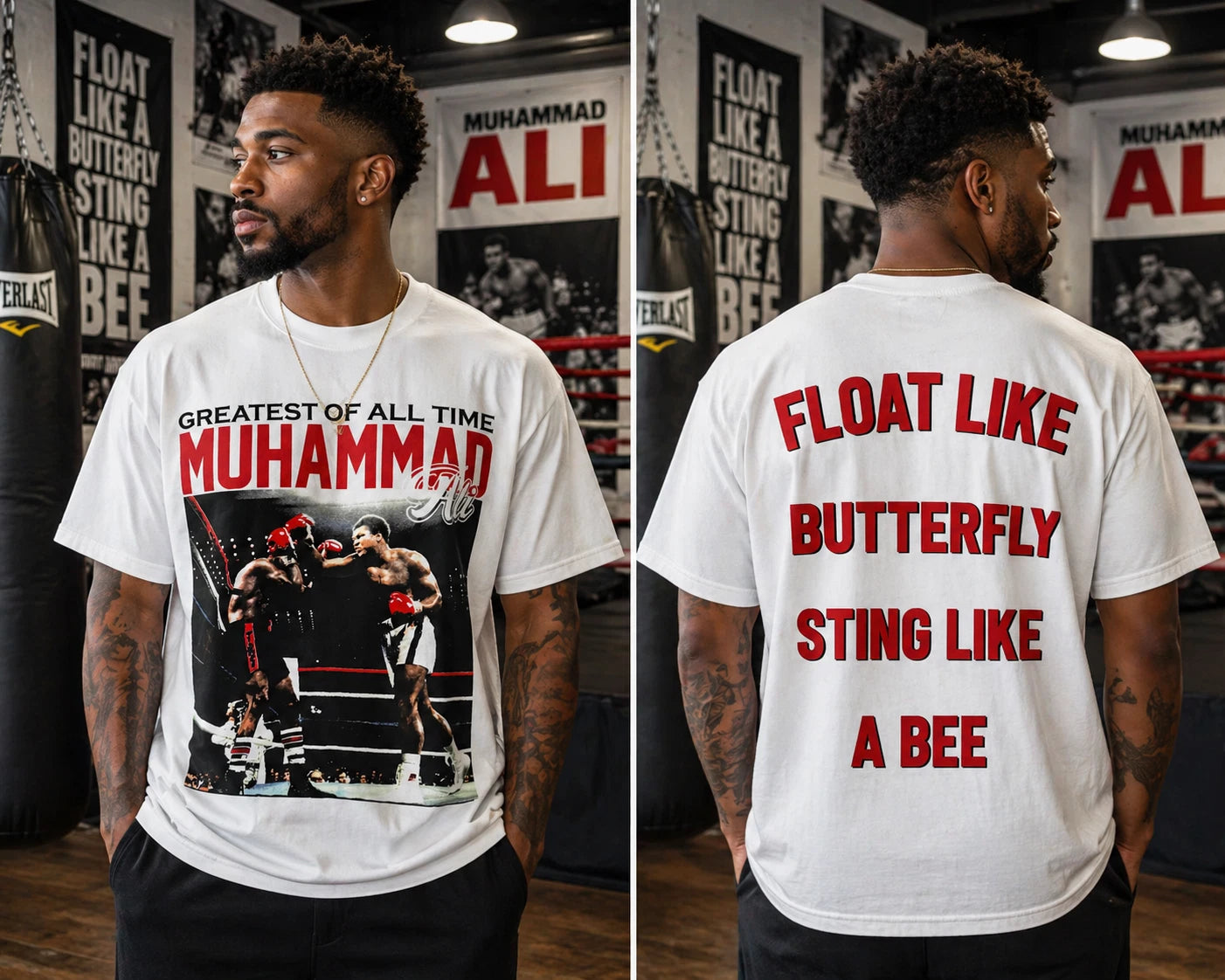 Muhammad Ali Graphic Tee Sz XL White Boxing GOAT Tee Float Like Butterfly Sting