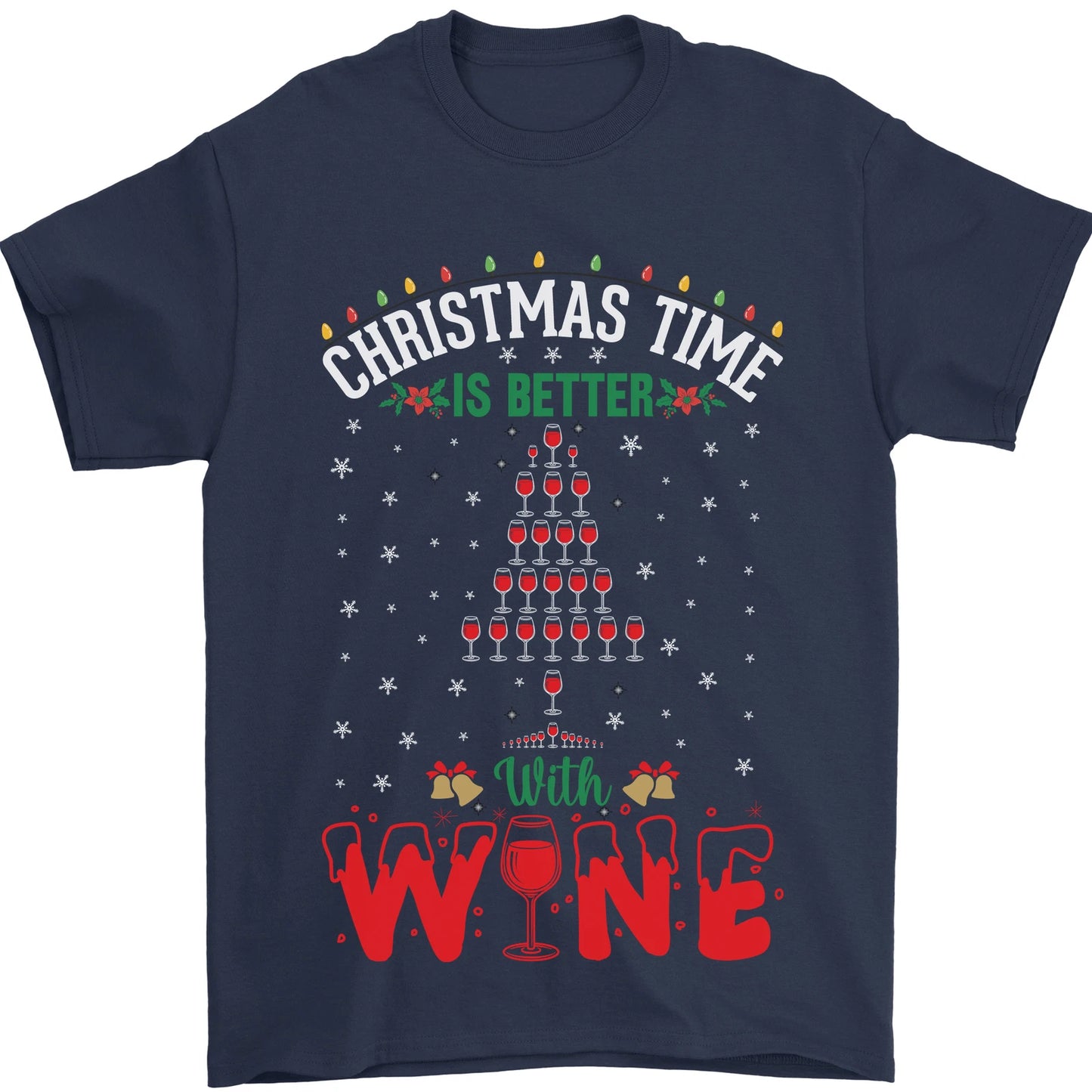 Christmas Better With Wine Funny Alcohol Mens T-Shirt 100% Cotton
