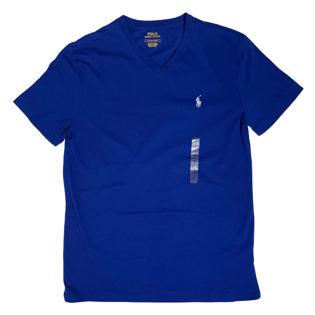 Polo Ralph Lauren V-Neck T-Shirt Royal Blue Short Sleeve Classic Men's NWT FS