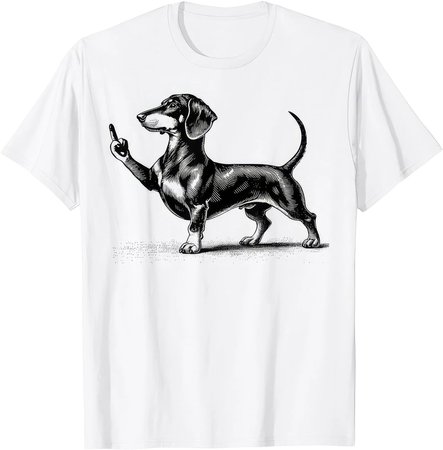 Funny Dachshund Middle Finger Meme Dog Graphic T Shirt Sarcastic Gift