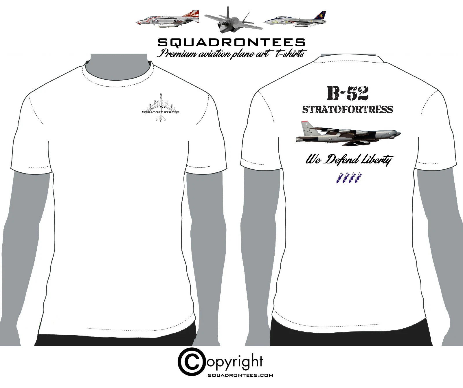 B-52 Stratofortress We Defend Liberty - Premium Plane Art T-Shirt