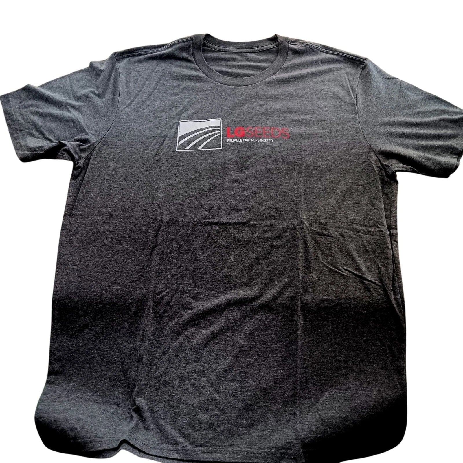 Large T-shirt Farm Swag LG Seeds Gray Short Sleeve Logo Reliable Partners Seed